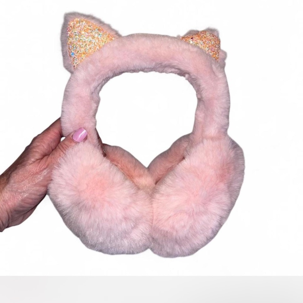 Pink Cat Faux Fur Earmuffs